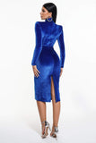 goosudu Corsetted Velvet Midi Dress