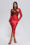 goosudu Wilisa Cutout Metallic Midi Bandage Dress