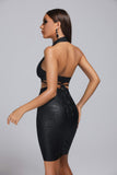 goosudu Black Metallic Mini Bandage Dress