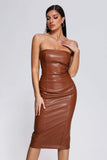 goosudu rosamariaryyti - Grasa Strapless Leather Midi Dress