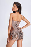 goosudu Chloie Feather Mini Dress - Brown