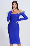 goosudu Danan Feather Midi Bandage Dress