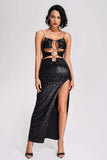 goosudu Lyall Sequin Slit Maxi Dress