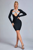 goosudu Duckie Cross Over Cutout Mini Bandage Dress