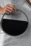 goosudu Round Stone-encrusted Leather Clutch - Black