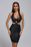 goosudu Black Metallic Mini Bandage Dress