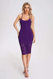 goosudu Xiclaly Cutout Halter Midi Dress - Purple