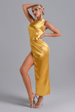 goosudu Jojo One Shoulder Satin Maxi Dress