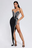 goosudu Porsha Diamonate Strapless Maxi Bandage Dress