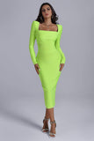 goosudu Tumajina Square Neck Midi Bandage Dress