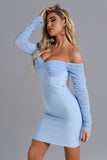 goosudu Birdget Off Shoulder Mesh Mini Cocktail Dress