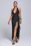 goosudu Barnaby Halter Sequin Maxi Dress