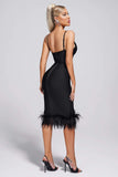 goosudu Cayia Feather Midi Bandage Dress