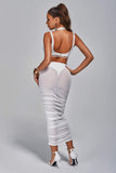 goosudu Amalie Cutout Mesh Midi Bandage Dress - White