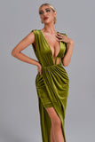 goosudu Saffron Velvet Maxi Dress - Green