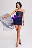 goosudu Kuka Strapless Sequin Mini Dress