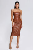 goosudu rosamariaryyti - Grasa Strapless Leather Midi Dress