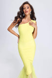 goosudu Quisha One Shoulder Midi Bandage Dress