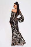 goosudu Nerlii Off Shoulder Sequin Maxi Dress