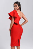 goosudu Figgo Midi Ruffled Bandage Dress