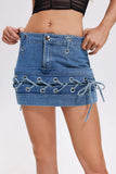 goosudu Katherine Lace Up Denim Skirt