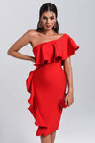 goosudu Figgo Midi Ruffled Bandage Dress