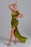 goosudu Saffron Velvet Maxi Dress - Green