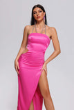 goosudu Mignon Satin Slit Midi Dress