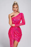 goosudu Chala One Shoulder Sequin Mini Dress