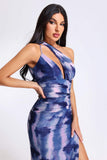 goosudu Gara One shoulder Slit Printed Dress