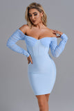 goosudu Birdget Off Shoulder Mesh Mini Cocktail Dress