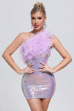 goosudu Hapa Feather Sequin Mini Dress