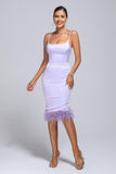 goosudu Bellina Feather Satin Midi Dress