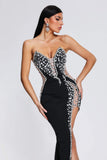 goosudu Porsha Diamonate Strapless Maxi Bandage Dress