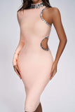 goosudu Conry One Shoulder Cutout Midi Bandage Dress