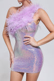 goosudu Hapa Feather Sequin Mini Dress