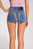 goosudu Breea Rhinestone Fringe Denim Short