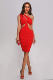 goosudu Lalie One Shoulder Midi Bandage Dress