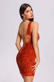 goosudu Mandy One Shoulder Sequin Velvet Dress