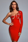 goosudu Mahalia One Shoulder Lace Cocktail Dress - Red