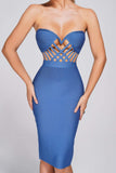 goosudu Juditha Strapless Midi Bandage Dress - Blue