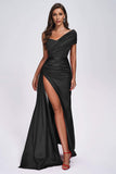 goosudu Colia Diamante Mesh Corset Satin Maxi Dress - Black