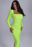 goosudu Tumajina Square Neck Midi Bandage Dress