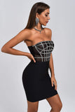 goosudu Liliya Diamonate Corset Mini Bandage Dress