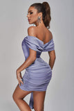 goosudu Anita Off Shoulder Satin Corset Mini Dress - Purple