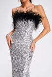 goosudu Kayley Feather Sequin Midi Dress