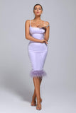 goosudu Bellina Feather Satin Midi Dress