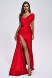 goosudu Colia Diamante Mesh Corset Satin Maxi Dress - Red