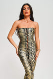 goosudu Riley Strapless Metallic Maxi Bandage Dress