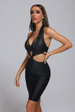 goosudu Black Metallic Mini Bandage Dress